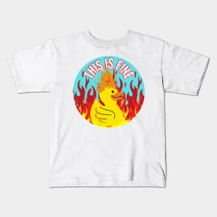 This Is Fine Funny Duck on Fire Design Kids T-Shirt